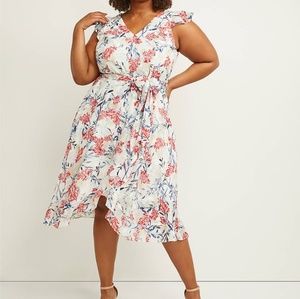New Lane Bryant Chiffon Faux-Wrap Midi dress